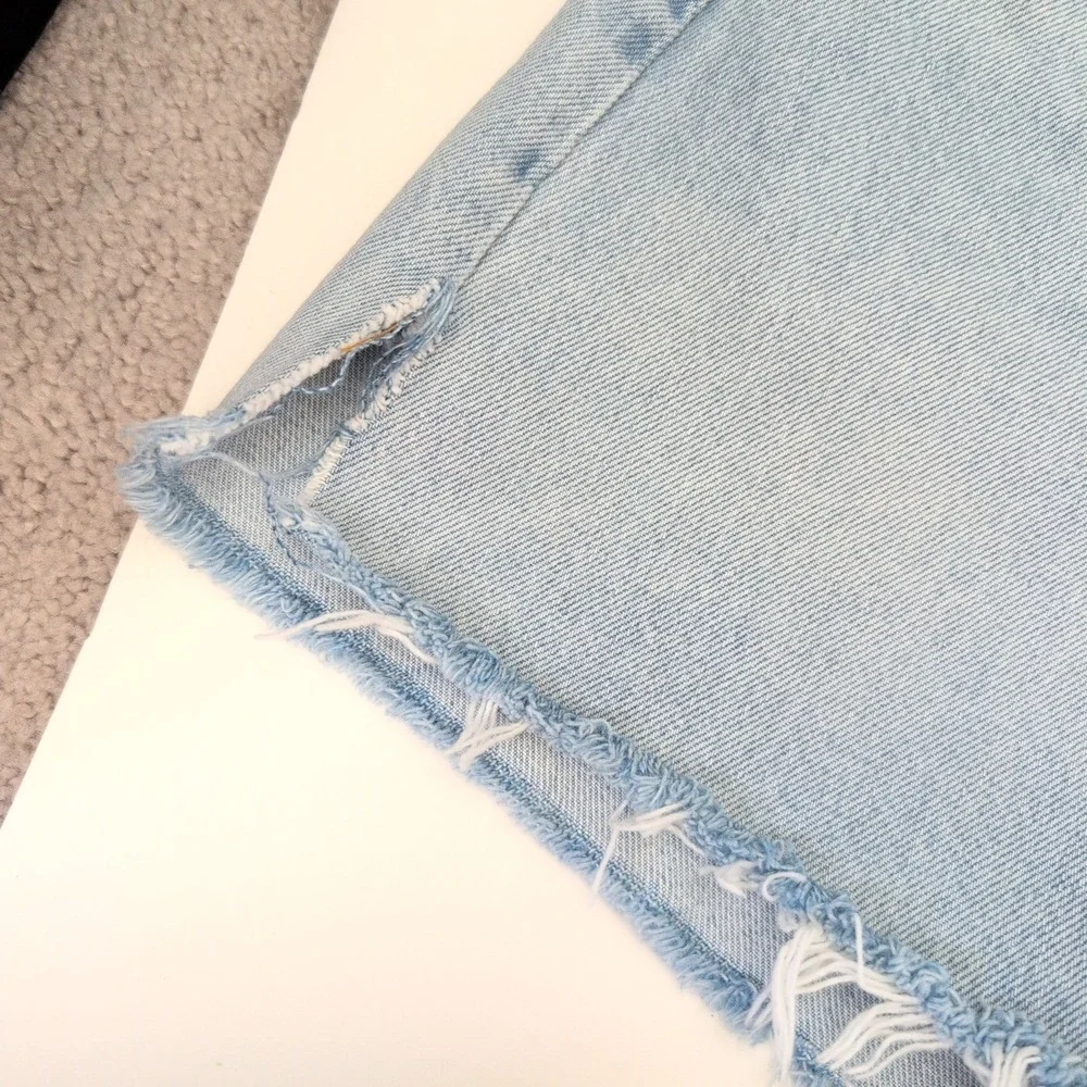 AGOLDE Parker Long High Rise Light Wash Denim Shorts 28 A9030-1141 Cutoffs